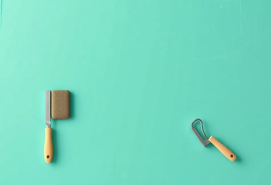 Outils de peinture disposés dans l'ordre des étapes du chantier