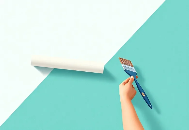 Pose de papier peint, rouleau et brosse à maroufler